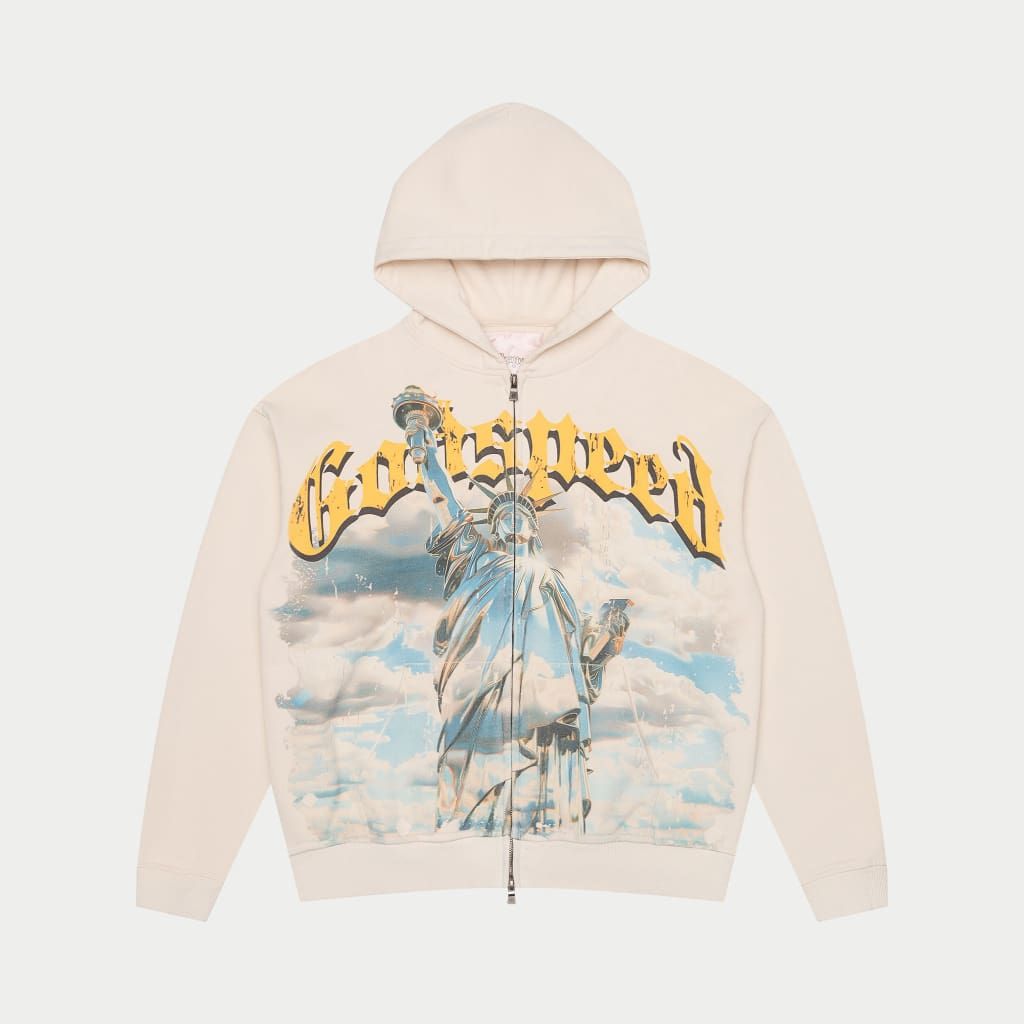 GOD SPEED CHROME-LIBERTY-ZIP-UP-HOODIE-BONE