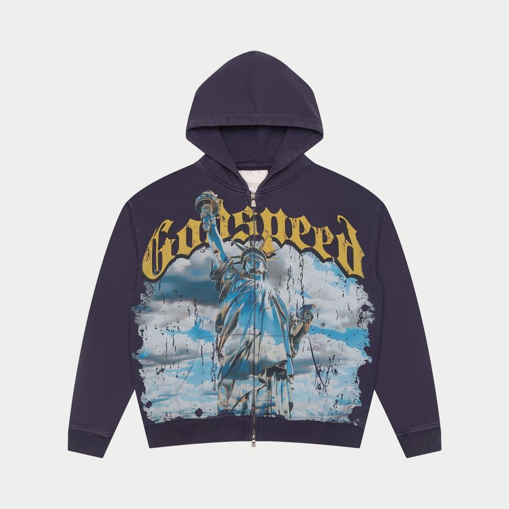 GOD SPEED CHROME-LIBERTY-ZIP-UP-HOODIE-NAVY