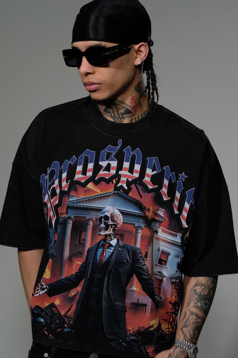STRAY WIDE & CROP FIT T SHIRT ST1359-BLK