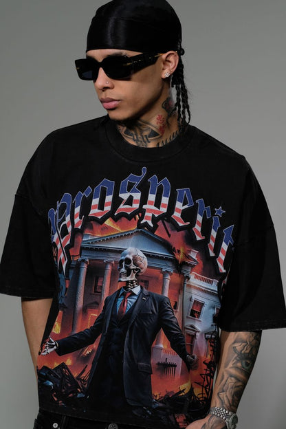 STRAY WIDE & CROP FIT T SHIRT ST1359-BLK