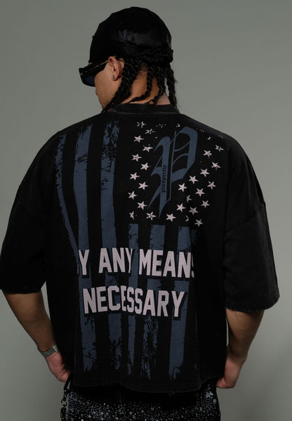 STRAY WIDE & CROP FIT T SHIRT ST1359-BLK