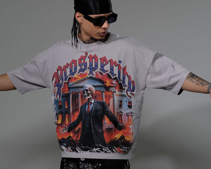 STRAY WIDE & CROP FIT T SHIRT ST1359-GRY