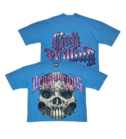 STRAY WIDE & CROP FIT T SHIRT ST1361-BLUE