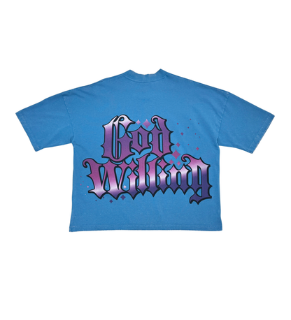 STRAY WIDE & CROP FIT T SHIRT ST1361-BLUE