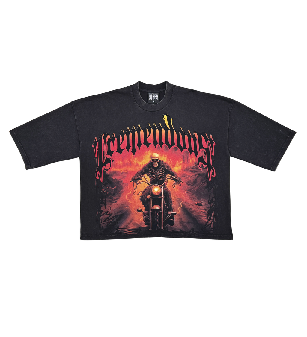 STRAY WIDE & CROP FIT T SHIRT ST1375-BLK