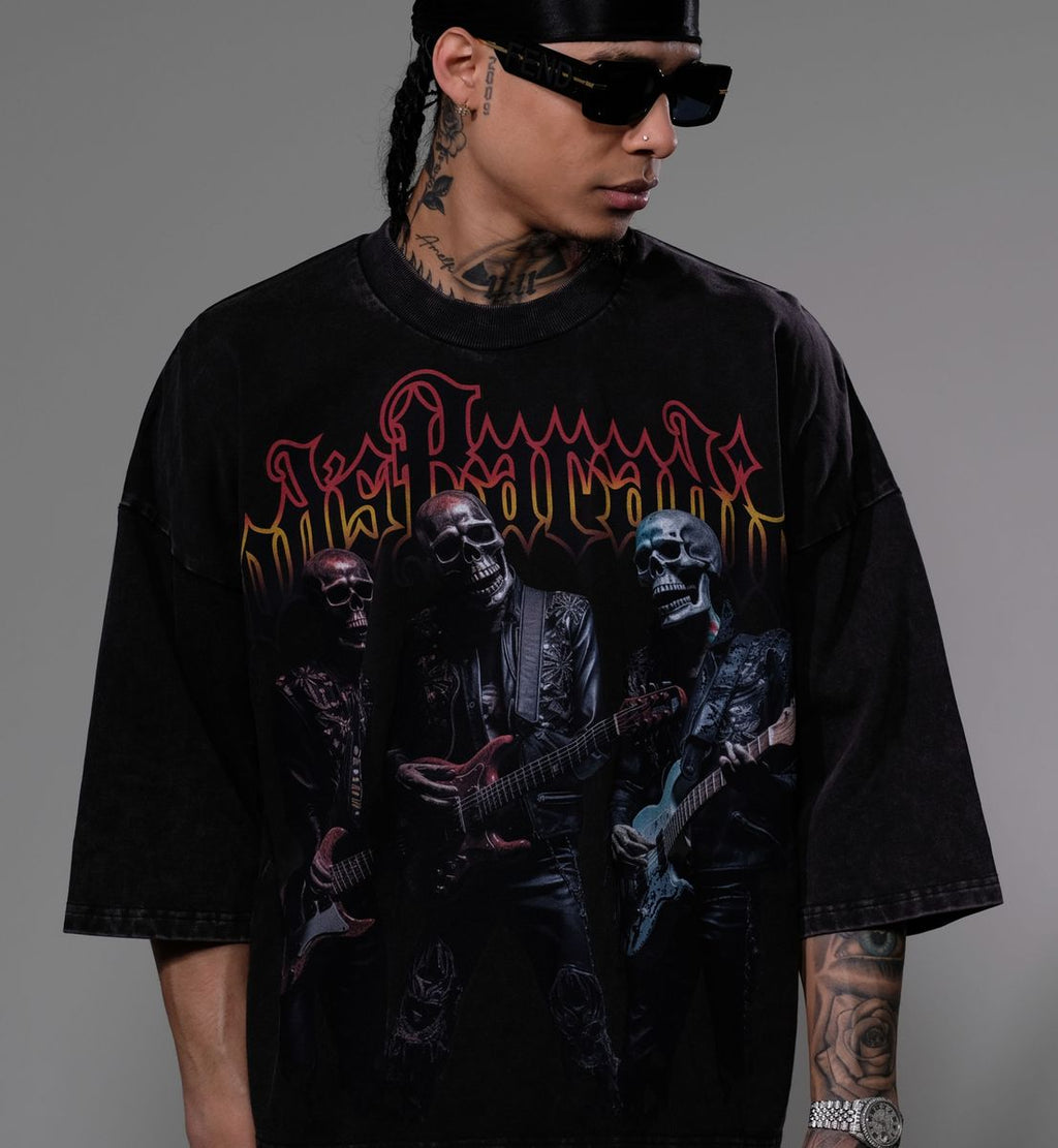 STRAY WIDE & CROP FIT T SHIRT ST1377-BLK