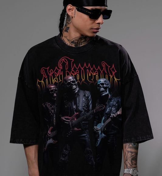 STRAY WIDE & CROP FIT T SHIRT ST1377-BLK