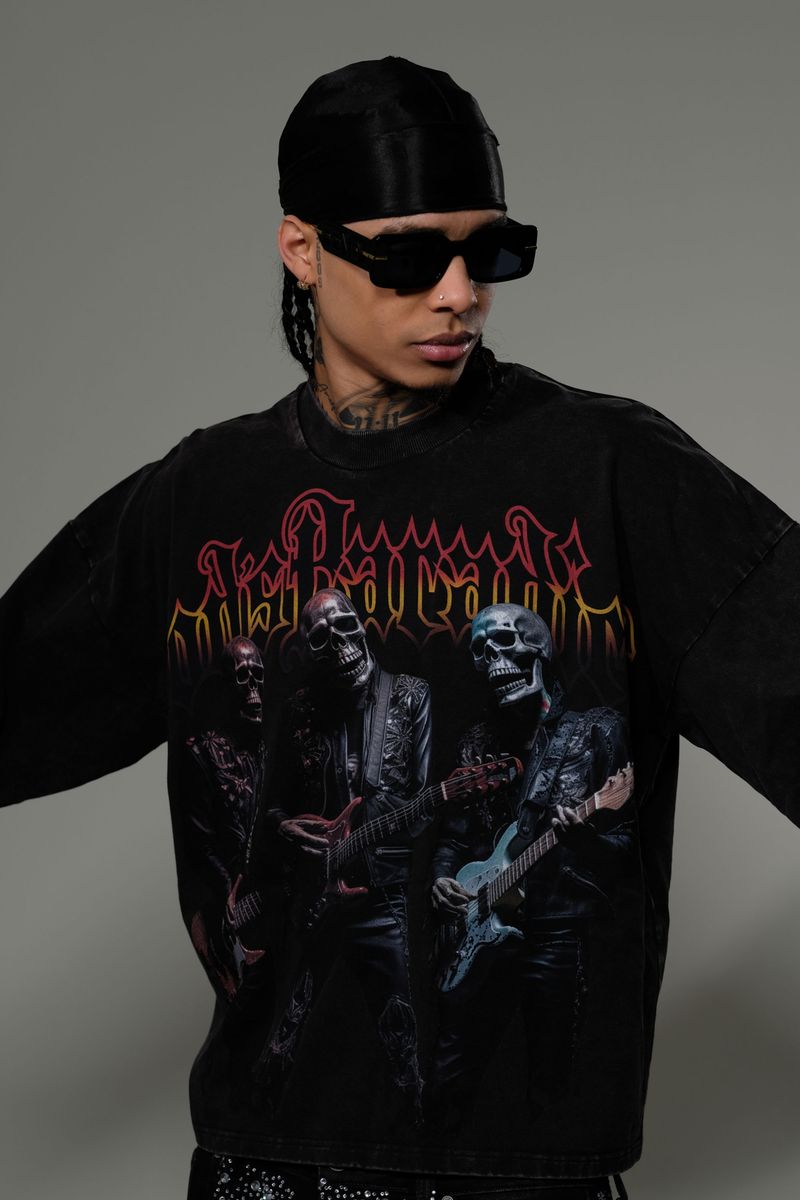 STRAY WIDE & CROP FIT T SHIRT ST1377-BLK