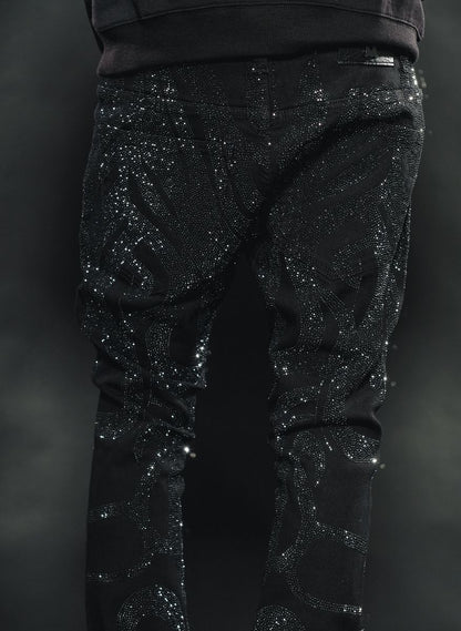 VICIOUS INDIGO BLACK EMBELLISHED DENIM (VC805) -BLK