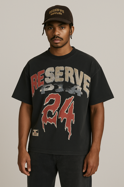 RESERVE   BURNED BLK T-SHIRT