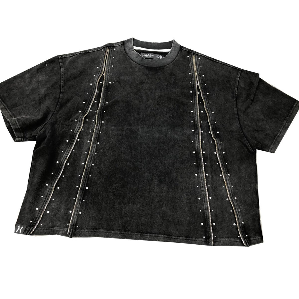 HUDSON ZIPPERS TEE 596-BLACK