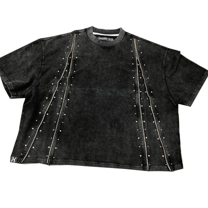 HUDSON ZIPPERS TEE 596-BLACK