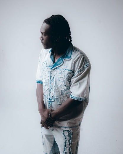 HUDSON  571B BONES WOVEN BUTTON UP ICE BLUE