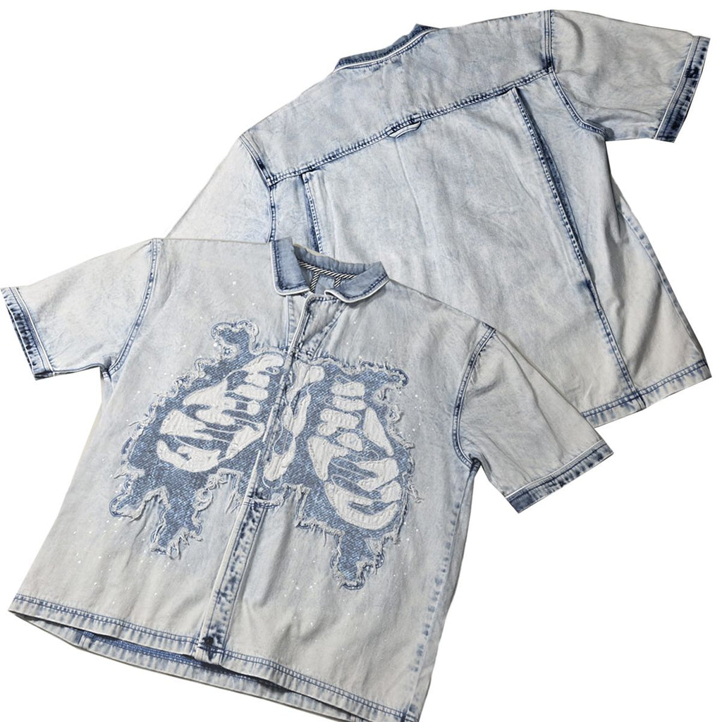 HUDSON  571B BONES WOVEN BUTTON UP ICE BLUE