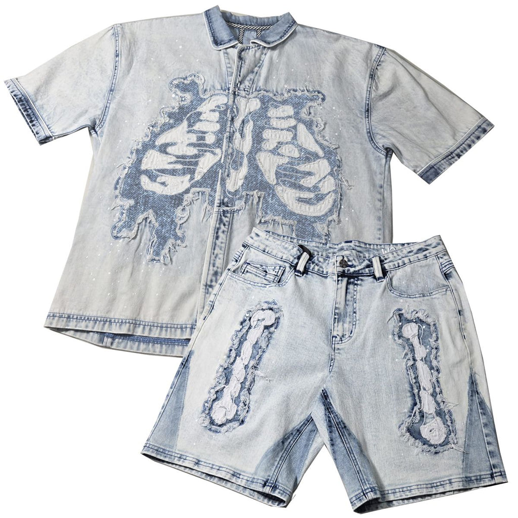 HUDSON  571B BONES WOVEN BUTTON UP ICE BLUE