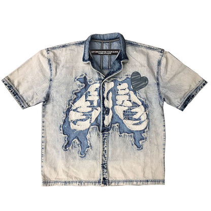 HUDSON  571B BONES WOVEN BUTTON UP ICE BLUE