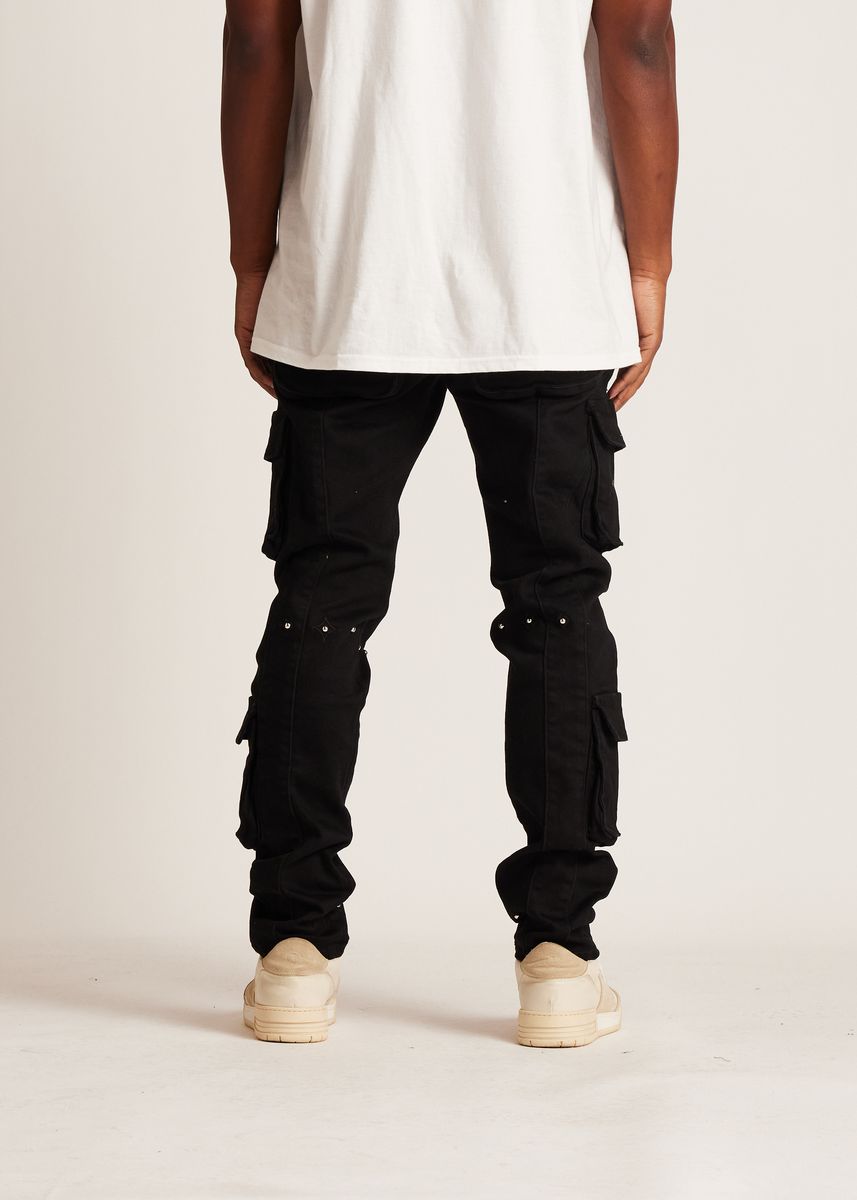 EMBELLISH UTILITY CARGO DENIM (BLACK) EMBFA125-116