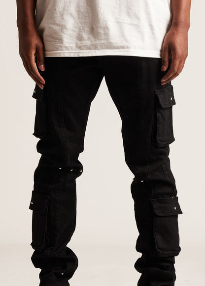 EMBELLISH UTILITY CARGO DENIM (BLACK) EMBFA125-116