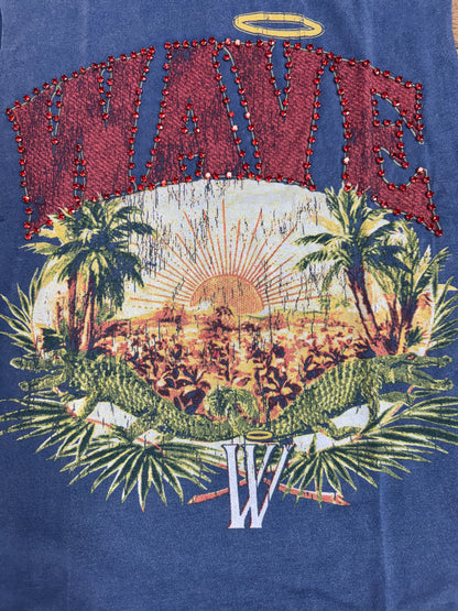 MR WAVE PARADISE CUT OFF TEE MR-7006 (NAVY)