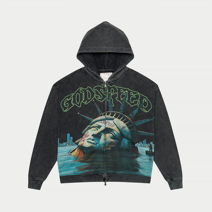 Godspeed Sunken Liberty Zip Hoodie (Grey Wash)