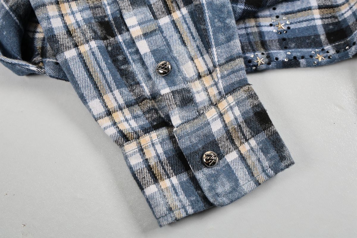 PAPER MONEY Rhinestone Flannel (BH3058S) - Blue