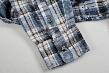 PAPER MONEY Rhinestone Flannel (BH3058S) - Blue