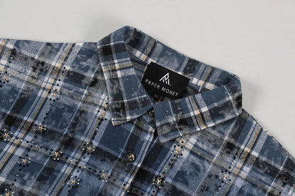PAPER MONEY Rhinestone Flannel (BH3058S) - Blue