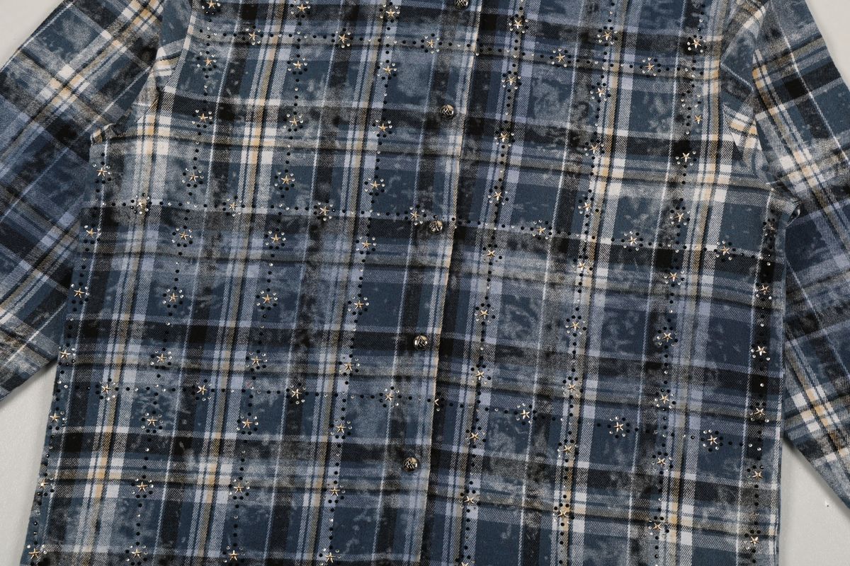 PAPER MONEY Rhinestone Flannel (BH3058S) - Blue