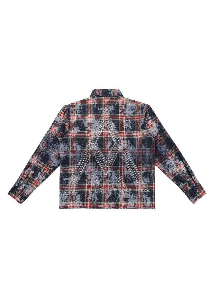 PAPER MONEY Rhinestone Flannel (BH3058S) - Blue/Red