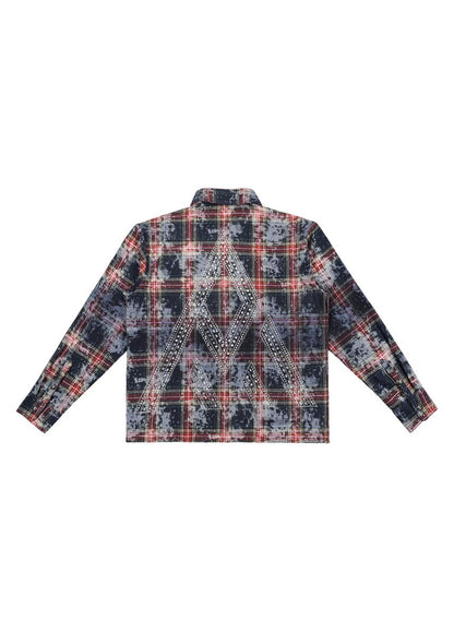 PAPER MONEY Rhinestone Flannel (BH3058S) - Blue/Red