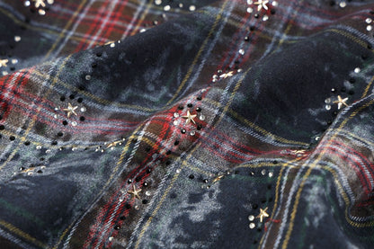 PAPER MONEY Rhinestone Flannel (BH3058S) - Blue/Red