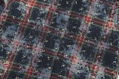 PAPER MONEY Rhinestone Flannel (BH3058S) - Blue/Red