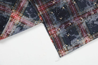 PAPER MONEY Rhinestone Flannel (BH3058S) - Blue/Red