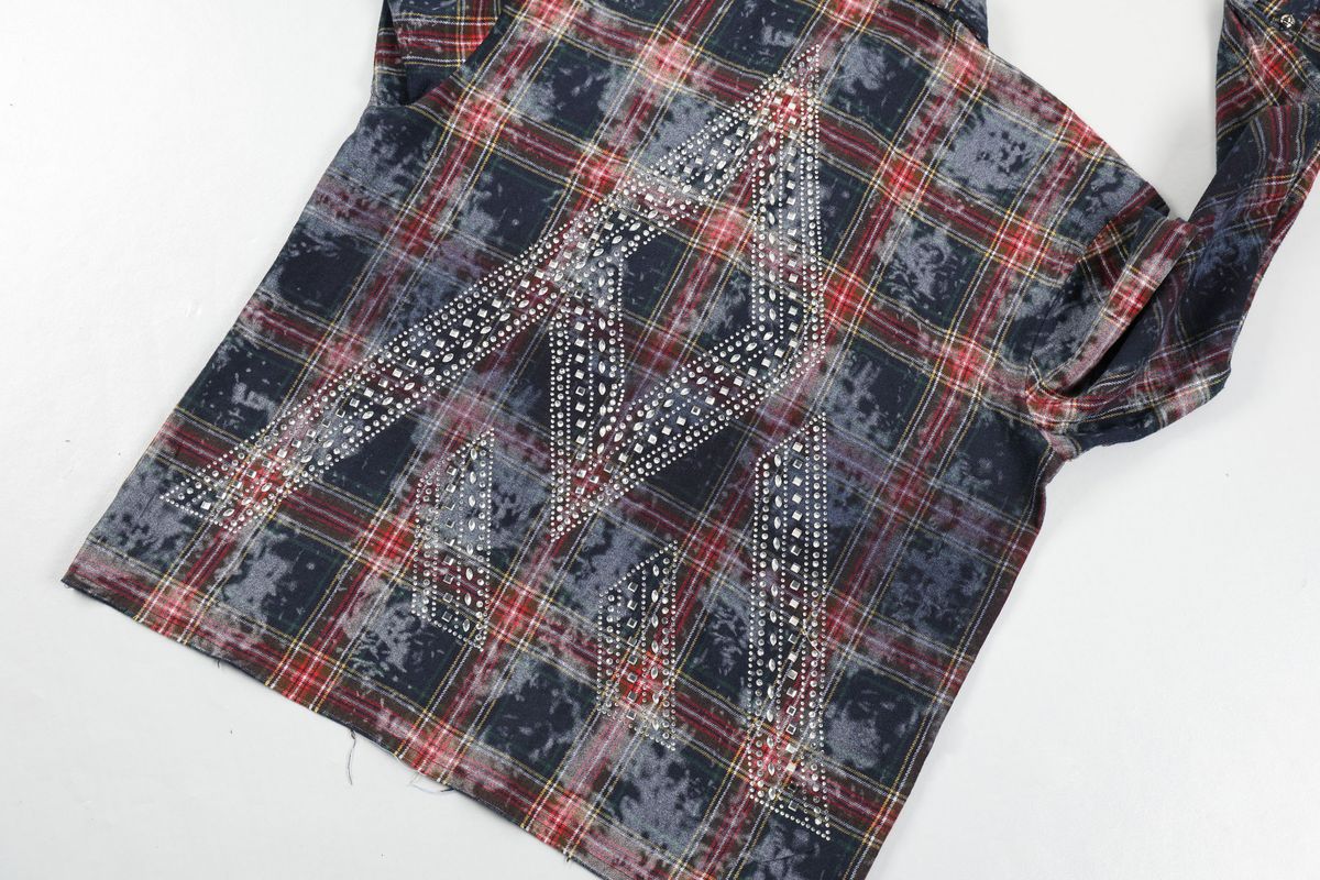 PAPER MONEY Rhinestone Flannel (BH3058S) - Blue/Red