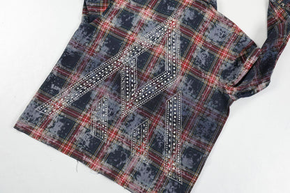 PAPER MONEY Rhinestone Flannel (BH3058S) - Blue/Red