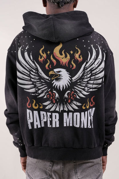 PAPER MONEY Moto Hoodie with Rhinestones
