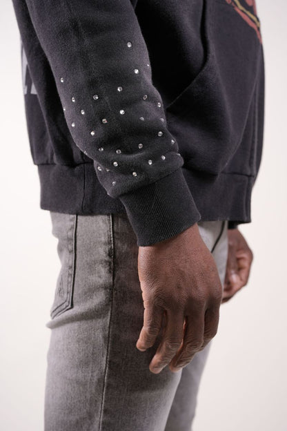 PAPER MONEY Moto Hoodie with Rhinestones