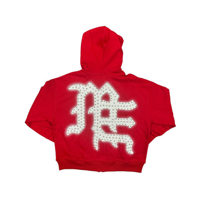 Mixed Emotion Red ‘End’ Rhinestone Hoodie