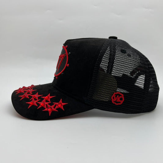 Diamond 777 Suede Trucker Hat Black/Red