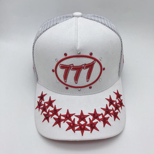 Diamond 777 Suede Trucker Hat White/Red