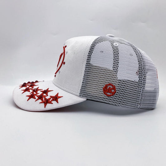 Diamond 777 Suede Trucker Hat White/Red