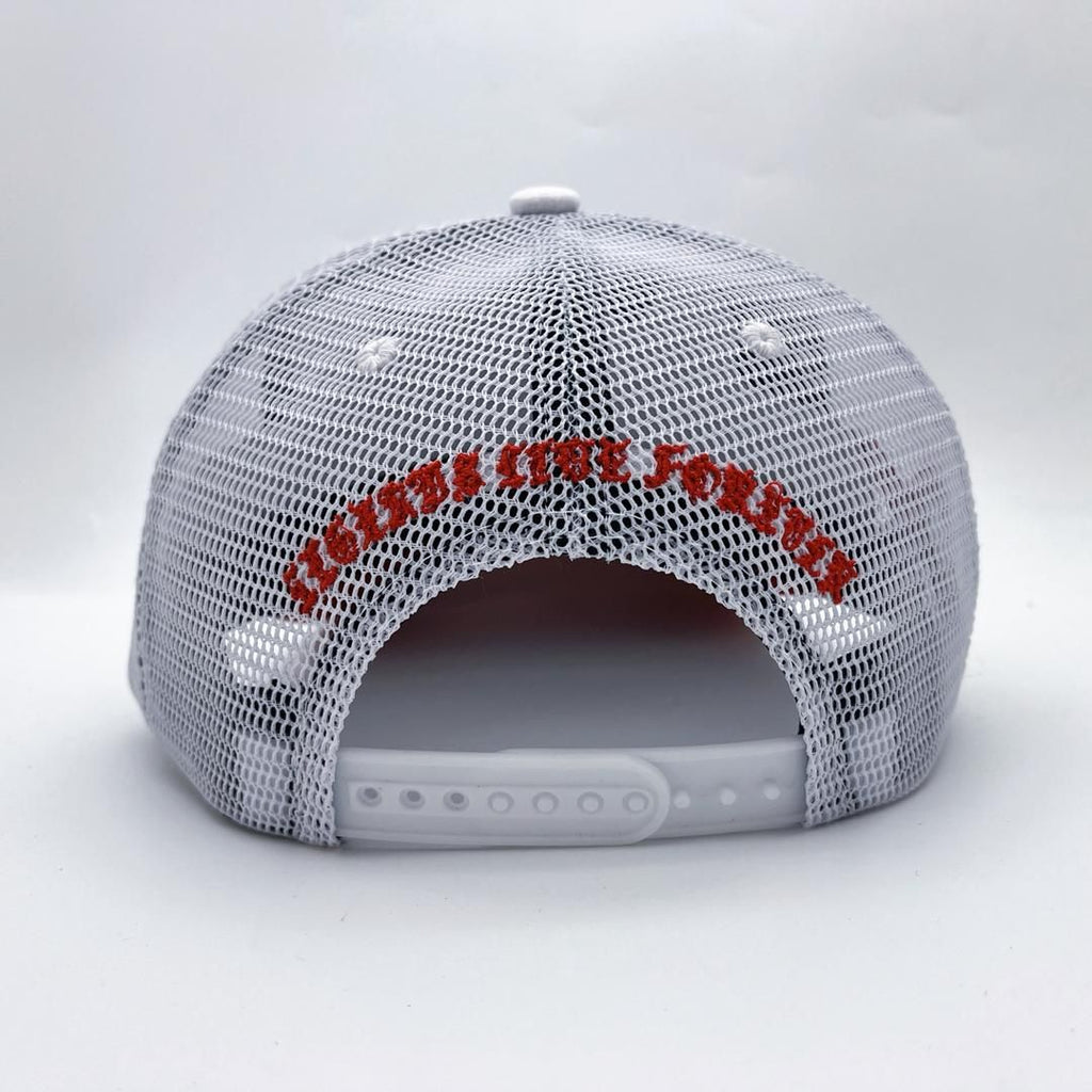 Diamond 777 Suede Trucker Hat White/Red