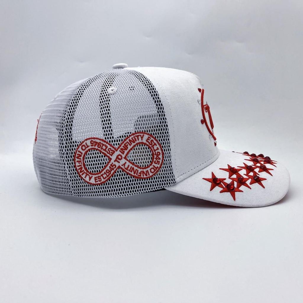 Diamond 777 Suede Trucker Hat White/Red