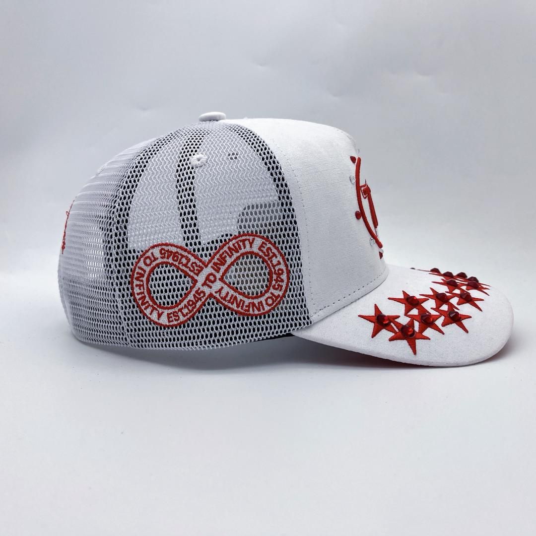 Diamond 777 Suede Trucker Hat White/Red