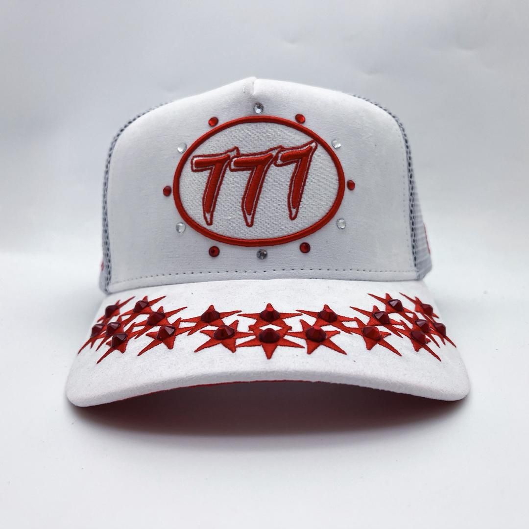 Diamond 777 Suede Trucker Hat White/Red