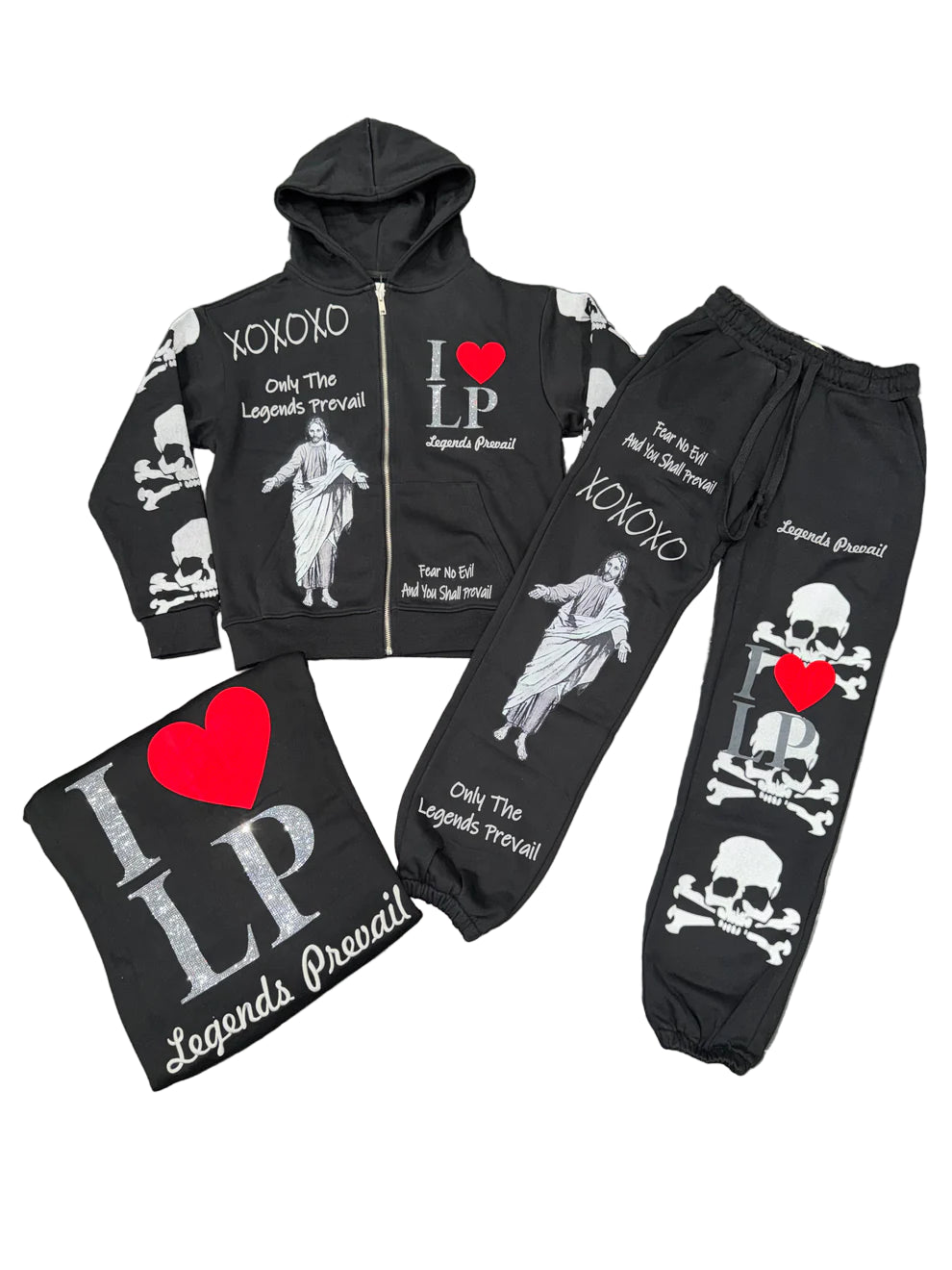 Legends Prevail I Heart Sweatsuit - Black