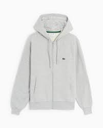 Lacoste Men's Kangaroo Pocket Zip-Up Fleece Hoodie 'GREY' SH9626 51 CCA