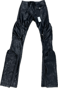 VICIOUS DENIM STACK VEGAN LEATHER RIDER PANTS-VC277 BLK