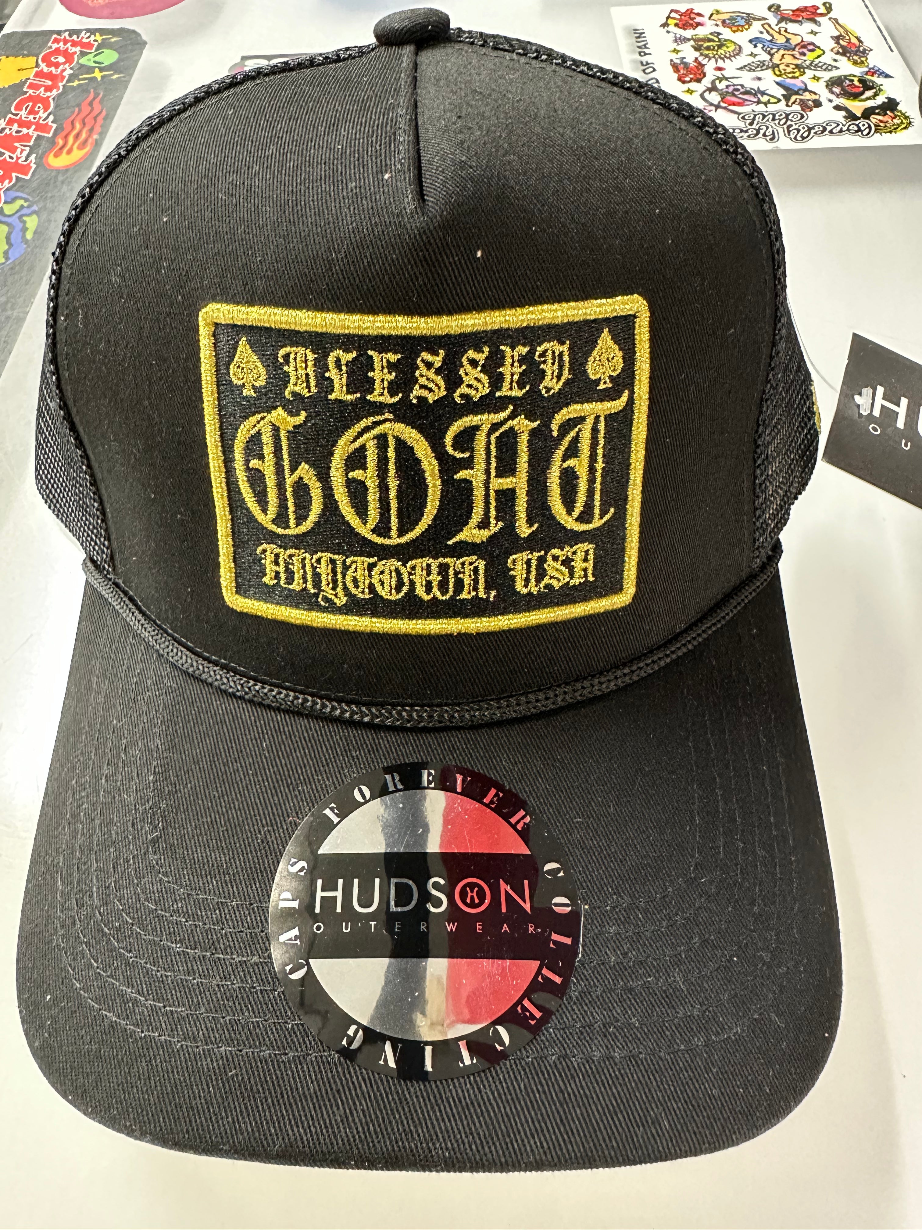 HUDSON GOAT TRUCKER HAT (CD0071)-BLACK/GOLD