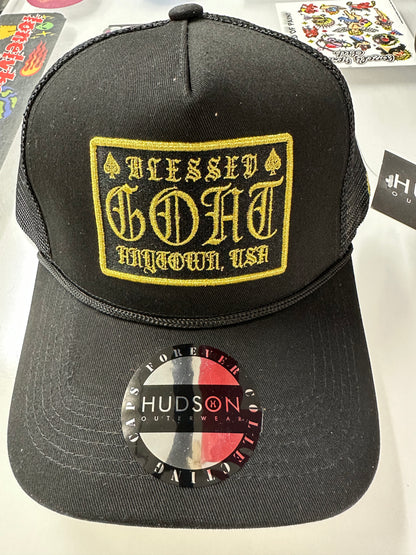 HUDSON GOAT TRUCKER HAT (CD0071)-BLACK/GOLD